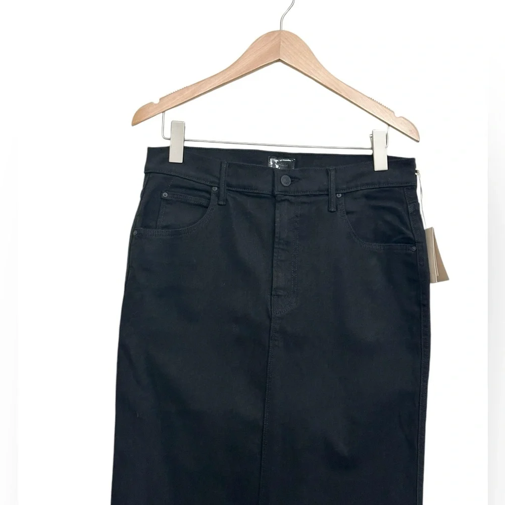 NWT MOTHER The flagpole Denim Maxi Skirt in Pitch Black Size 30